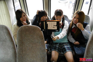 Japanese group sex college bus