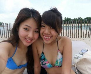 Petite Asian gfs on the beach