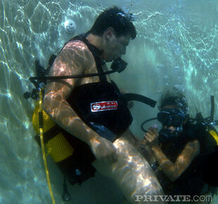 Chinese scuba diver gives a..